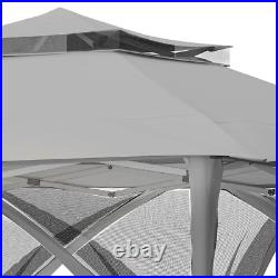 12'x12' Outdoor Patio Canopy Gazebo with Curtains Mesh Netting Waterproof Roof