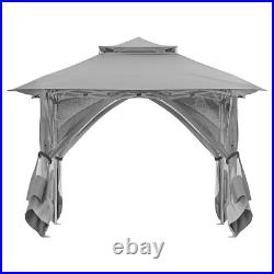 12'x12' Outdoor Patio Canopy Gazebo with Curtains Mesh Netting Waterproof Roof