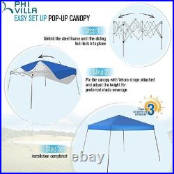 12'x12' Pop-up Canopy Blue Slant Leg UV Block with Carry Bag 81 Sq. Ft of Shade