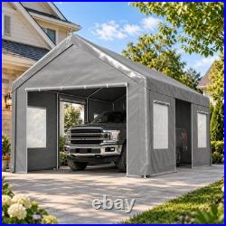 12'x20' Heavy Duty Carport Steel Canopy Tent Garage Shed with 4 Roll-up Doors