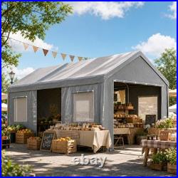 12'x20' Heavy Duty Carport Steel Canopy Tent Garage Shed with 4 Roll-up Doors