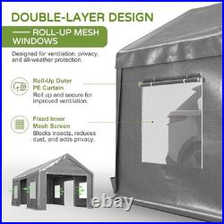 12'x20' Heavy Duty Carport Steel Canopy Tent Garage Shed with 4 Roll-up Doors