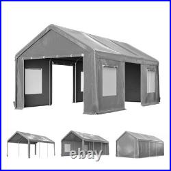 12'x20' Heavy Duty Carport Steel Canopy Tent Garage Shed with 4 Roll-up Doors