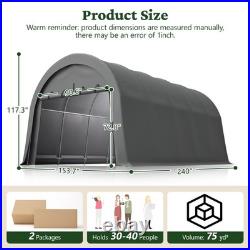 12'x20' Outdoor Canopy Tent Steel Dome Carport Heavy Duty Metal Garage with Door