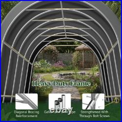12'x20' Outdoor Canopy Tent Steel Dome Carport Heavy Duty Metal Garage with Door
