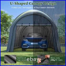 12'x20' Outdoor Canopy Tent Steel Dome Carport Heavy Duty Metal Garage with Door