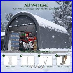 12'x20' Outdoor Canopy Tent Steel Dome Carport Heavy Duty Metal Garage with Door