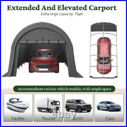 12'x20' Outdoor Canopy Tent Steel Dome Carport Heavy Duty Metal Garage with Door