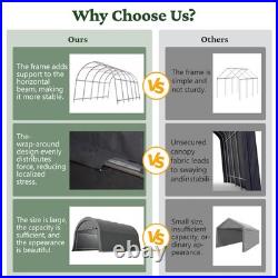 12'x20' Outdoor Canopy Tent Steel Dome Carport Heavy Duty Metal Garage with Door