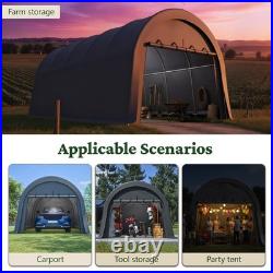 12'x20' Outdoor Canopy Tent Steel Dome Carport Heavy Duty Metal Garage with Door