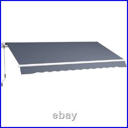12'x8' Manual Retractable Sun Shade Shelter Outdoor Patio Awning Canopy Gray