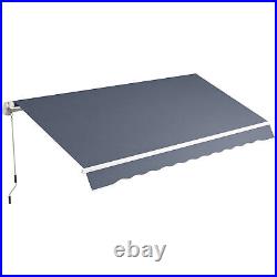12'x8' Manual Retractable Sun Shade Shelter Outdoor Patio Awning Canopy Gray