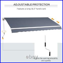 12'x8' Manual Retractable Sun Shade Shelter Outdoor Patio Awning Canopy Gray