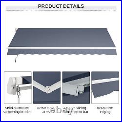 12'x8' Manual Retractable Sun Shade Shelter Outdoor Patio Awning Canopy Gray