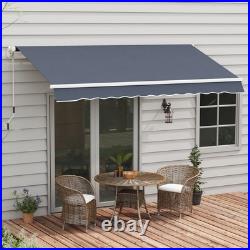 12'x8' Manual Retractable Sun Shade Shelter Outdoor Patio Awning Canopy Gray