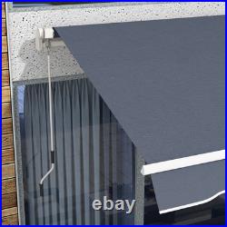 12'x8' Manual Retractable Sun Shade Shelter Outdoor Patio Awning Canopy Gray