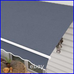 12'x8' Manual Retractable Sun Shade Shelter Outdoor Patio Awning Canopy Gray