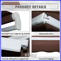 12'x8' Patio Awning Manual Retractable Sunshade Crank Handle Outside Polyester