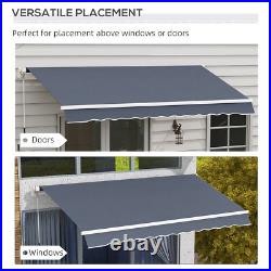 12'x8' Patio Window Awning Retractable Canopy Sun Shade with Manual Crank Handle