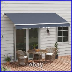 12'x8' Patio Window Awning Retractable Canopy Sun Shade with Manual Crank Handle