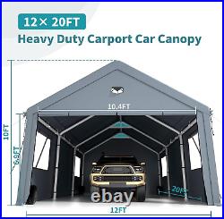 12X20Ft Heavy Duty Carport Canopy, Extra Large Portable Car Tent Garage with Roll