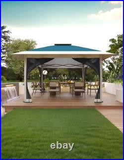 12ftx12ft Outdoor Patio Gazebo Backyard Tent Pop Up Gazebo with Mosquito Netting