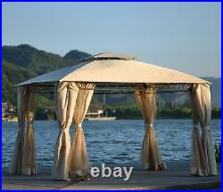 12x10 FT Outdoor BBQ Gazebo Party Wendding Tent with UV Protection Beige