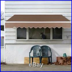 12x10 FT Retractable Patio Manual Awning Canopy Cover Deck Door Outdoor Sunshade