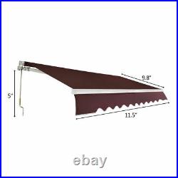 12x10 ft Retractable Awning Patio Awning Deck Sunshade Outdoor Garden Cafe