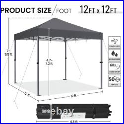 12x12 Instant Canopy One Push Lock Adjustable Height Weather Resistant Frame New