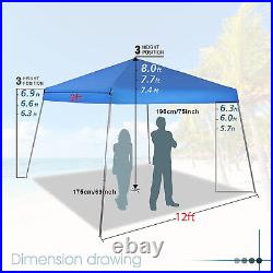 12x12' Pop UP Canopy Party Tent Waterproof Commercial Slant Leg UV FoldingGazebo