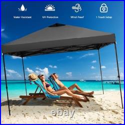 12x12 Pop Up Canopy Tent with 4 Sidewalls, Silver Coated, One Push Lift, Black