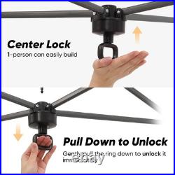12x12 Pop Up Canopy Tent with 4 Sidewalls, Silver Coated, One Push Lift, Black
