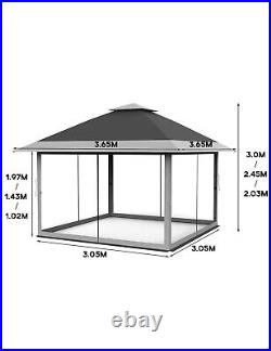 12x12 Pop Up Gazebo Outdoor Canopy Shelter with Mosquito Netting 4 Stanbags Inst