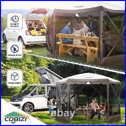 12x12 Portable EZ Pop Up Camping Gazebo Screen House 6 Sides withMosquito Netting