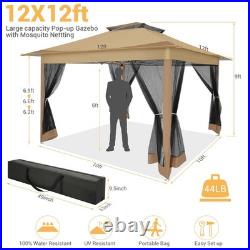12x12 ft Pop up Gazebo Outdoor Canopy Tent with Mosquito Netting Patio Gazebo