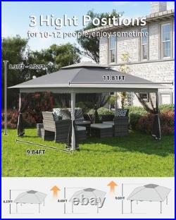 12x12FT Pop-Up Gazebo Canopy Tent with Mosquito Net, UV Protection & Rolling Bag