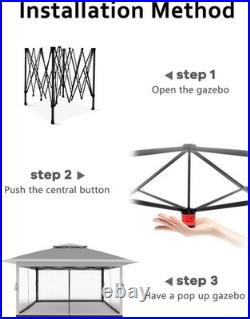 12x12FT Pop-Up Gazebo Canopy Tent with Mosquito Net, UV Protection & Rolling Bag