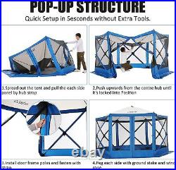 12x12ft Folding EZ Pop up Canopy Gazebo Netting Screen House Party Tent Camping`
