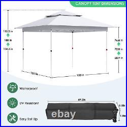 12x12ft Pop-up Canopy Tent Wedding Party Tent Adjustable Height Gazebo Awning