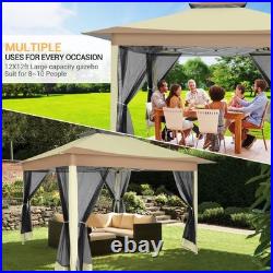 12x12ft Pop-up Gazebo Outdoor Canopy Tent with Mosquito Netting Patio Gazebo