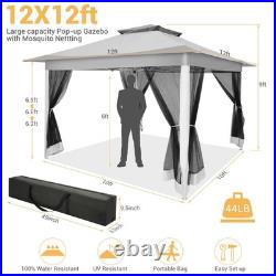 12x12ft Pop-up Gazebo Outdoor Canopy Tent with Mosquito Netting Patio Gazebo NEW