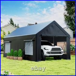 12x20/13x25/20x20FT Carport Canopy Heavy Duty with Side Doors Outdoor Car Shelter