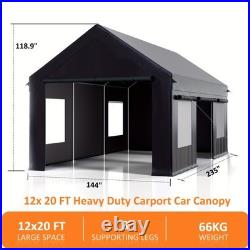 12x20/13x25/20x20FT Carport Canopy Heavy Duty with Side Doors Outdoor Car Shelter