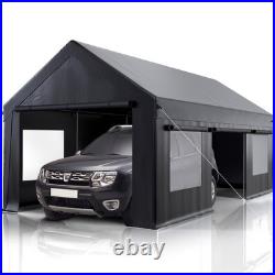 12x20/13x25/20x20FT Carport Canopy Heavy Duty with Side Doors Outdoor Car Shelter