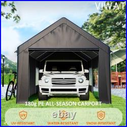 12x20/13x25/20x20FT Carport Canopy Heavy Duty with Side Doors Outdoor Car Shelter