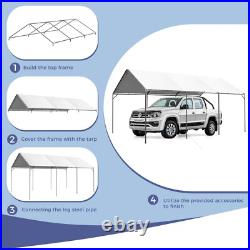 12x20' Carport Heavy Duty Outdoor Carport Shelter Height Adjustable Party Shed