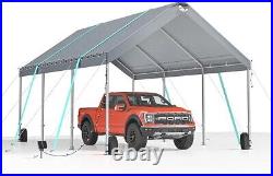 12x20 FT Carport Canopy Portable Car Garage with Metal Roof Adjustable Height