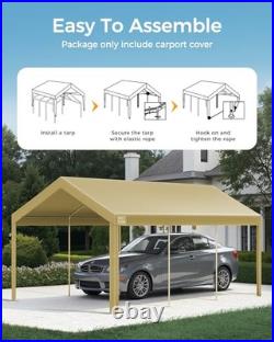 12x20 FT Heavy Duty Carport Replacement Canopy Cover, Durable Beige 12x20FT