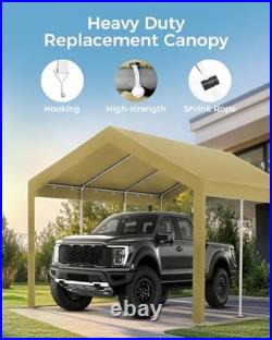 12x20 FT Heavy Duty Carport Replacement Canopy Cover, Durable Beige 12x20FT